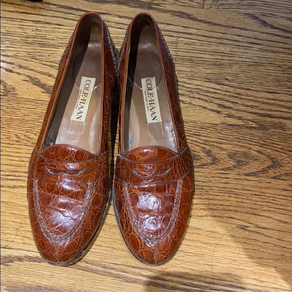 Cole Haan rust brown alligator loafers